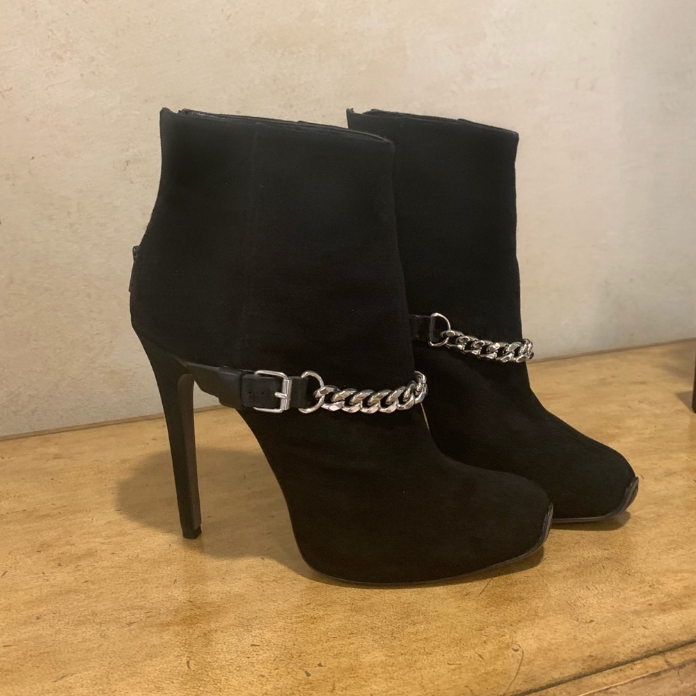 Giambattista Valli Suede Bootie with Chain